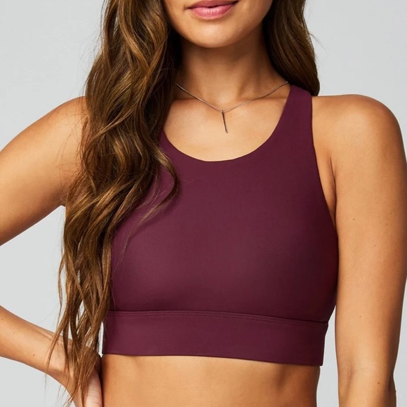 Fabletics No-Bounce Racerback Cutout Sports Bra High Impact - Merlot - Picture 2 of 8